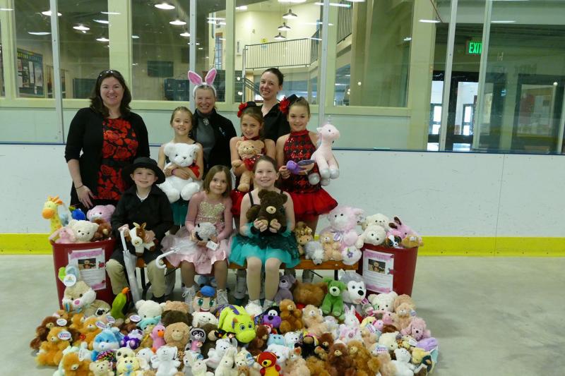 138 stuffed animals were thrown onto the ice after a spring skating showcase at the Midocast Recreation Center. (Courtesy Stefanie McAllister/Facebook)