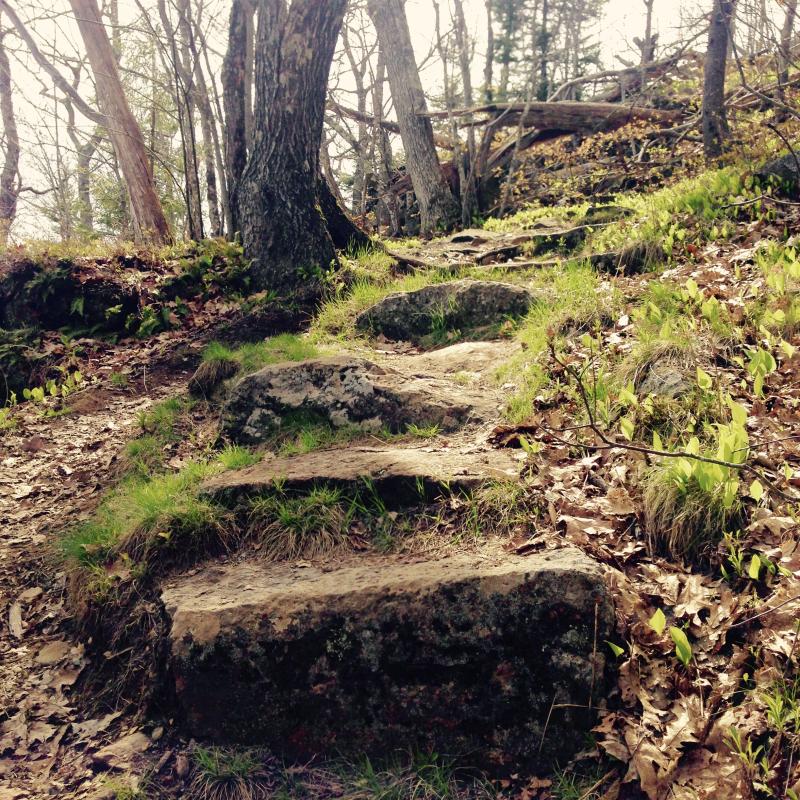 The Midcoast is full of treasured trails, and many of them are the result of men who hauled and placed hewn rocks, including those 1,200 feet up Megunticook Mountain, built as part of the Works Project Administration in the 1930s. On Megunticook, Hans Heistad was the designer and Lawrence Libby was the contractor. They left a legacy and aesthetic that continues today with exceptional stoneworkers who continue to create beauty with their rocks, and chisels and hammers. (Photo by Lynda Clancy)