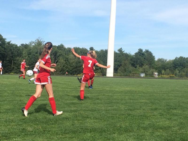 The Camden Hills girls soccer team in a game against Bangor. (Courtesy Steve Alex)