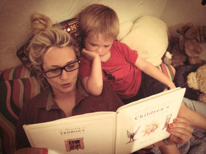 Kristen reading to her nephew Colton.