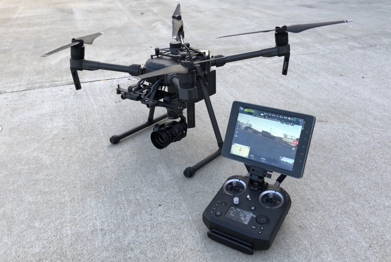 Different cameras can be attached to the Matrice 200, allowing personnel to switch from daytime HD to nighttime thermal imaging. (Photo courtesy Rockland Fire Department)