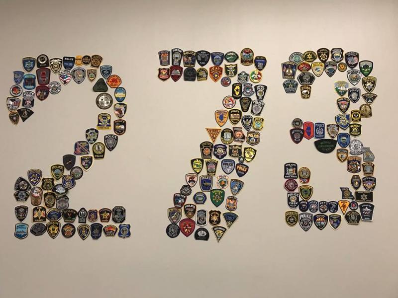 Patches from the individual agencies present are formed into the program’s session number. (photo courtesy of Chief Deputy Trundy)