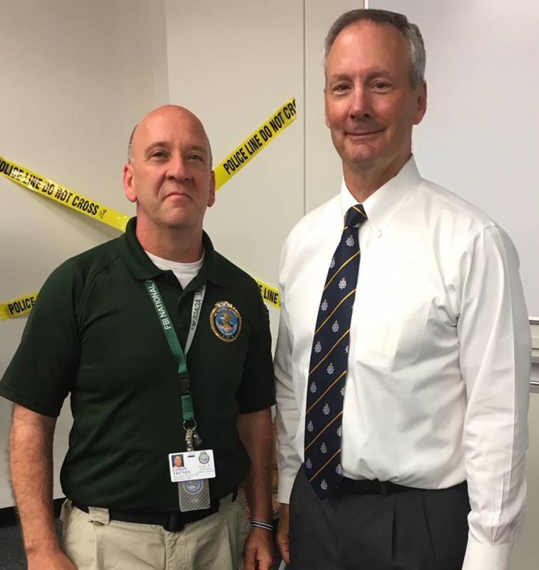Chief Trundy (left) poses retired Milwaukee, Wisconsin, Police Chief Edward Flynn, who spoke to the group. (photo courtesy of Chief Deputy Trundy)