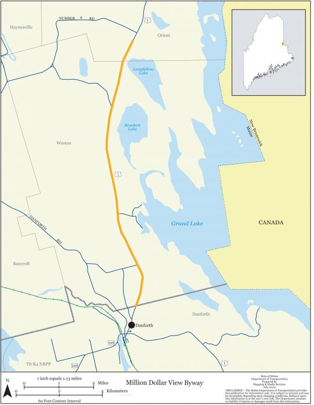 Million Dollar Highway, northern Maine. (Map courtesy State of Maine Transportation Department)