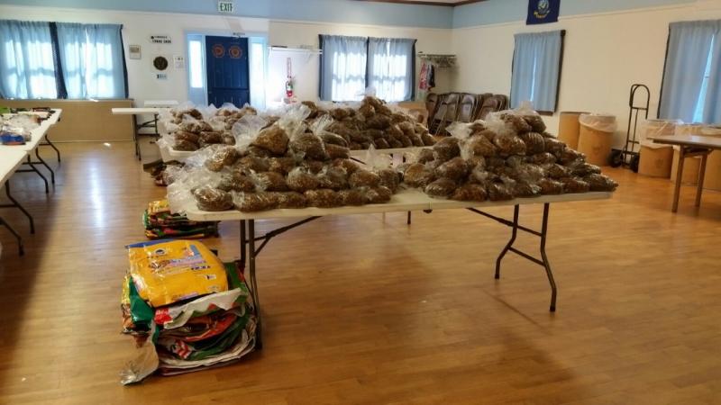 Supplies have been prepared for the pantry’s clients to arrive to pick up their pet supplies. (Photo by Sarah Shepherd)