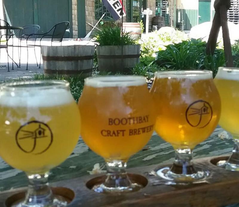 A flight at the end of a drive. Boothbay Brewing Co. (Photo by Kay Stephens)