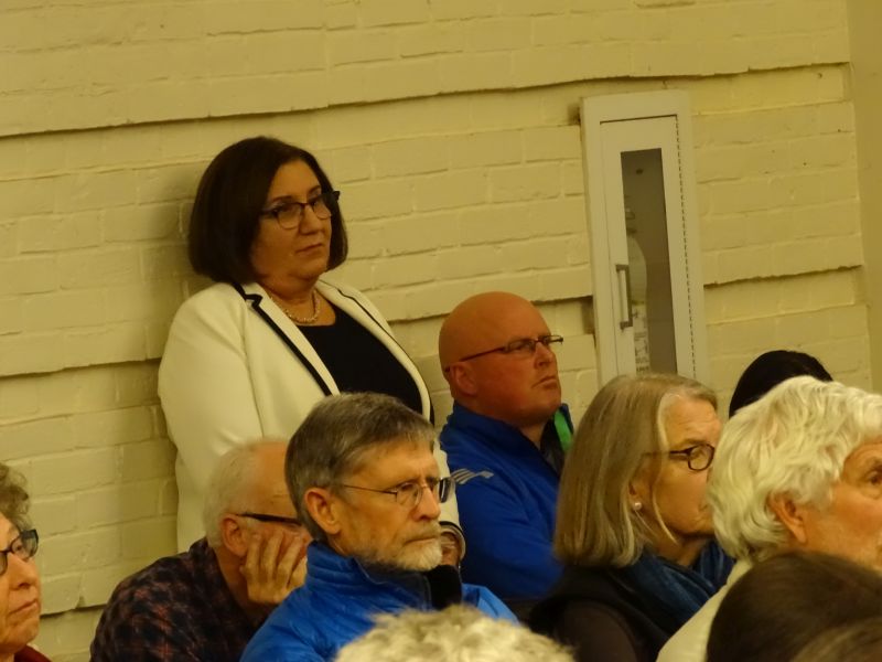 Assistant Attorney General Leane Zainea asked about District Attorney challenger Natasha Irving about her trial experience. (photo by Erica Thoms)