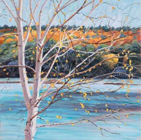 Honorable Mention: Jennifer Litchfield, Trevett: “Last Leaves” - acrylic on canvas. Courtesy of Boothbay Region Art Foundation Jennifer Litchfield