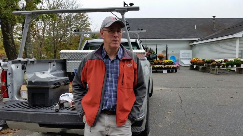 Gregg Haining, owner of Vision Builders, who rebuilt the pillar. (Photo by Sarah Shepherd)