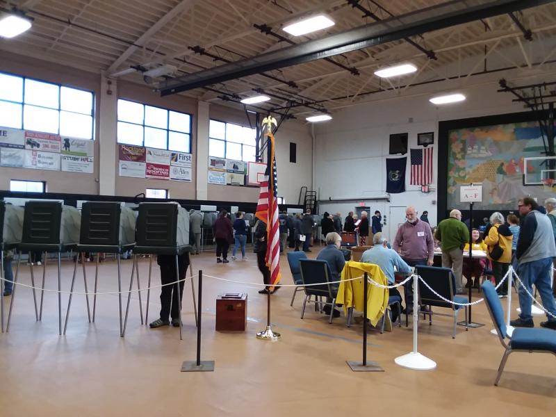 Rockland polls, early in the morning. (Photo by Sarah Thompson)