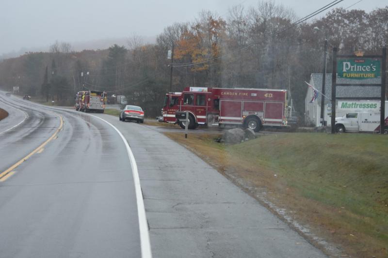 A scene from the escort given to the Camden Hills team by the Rockport and Camden Fire and Rescue Departments, Camden and Rockport police departments, and North East Mobile Health Services. (Courtesy Rockport Fire Department/Facebook)