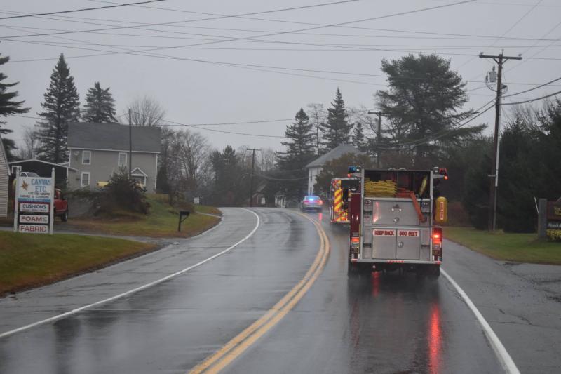 A scene from the escort given to the Camden Hills team by the Rockport and Camden Fire and Rescue Departments, Camden and Rockport police departments, and North East Mobile Health Services. (Courtesy Rockport Fire Department/Facebook)