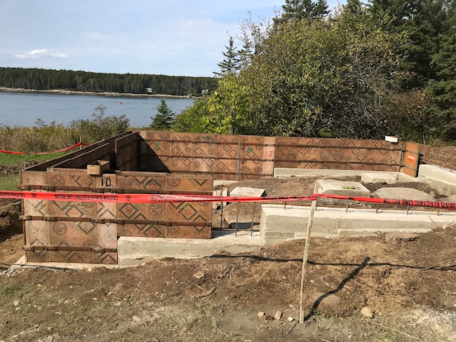 Pouring foundation. (Photo courtesy of Marshall Point Lighthouse and Museum)