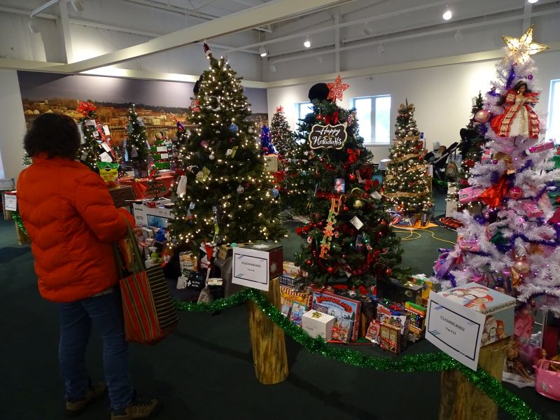 Many visitors browsed all the trees before choosing where to place their tickets. (photo by Erica Thoms)