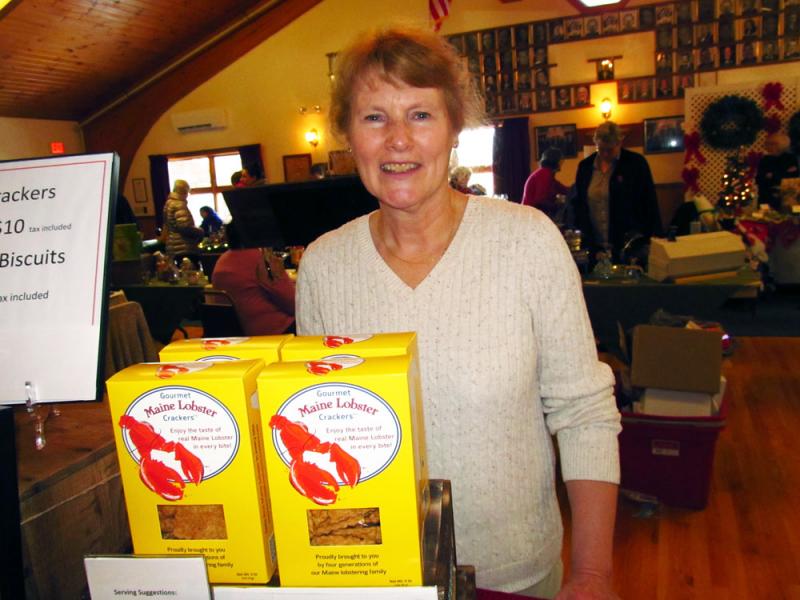 Pat Havener and her one-of-a-kind Gourmet Maine Lobster Crackers. (Photo by Kay Stephens)