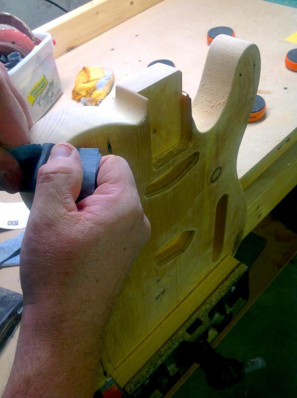 The shaping of a King’s Pine guitar. (Courtesy Thad Chilton)