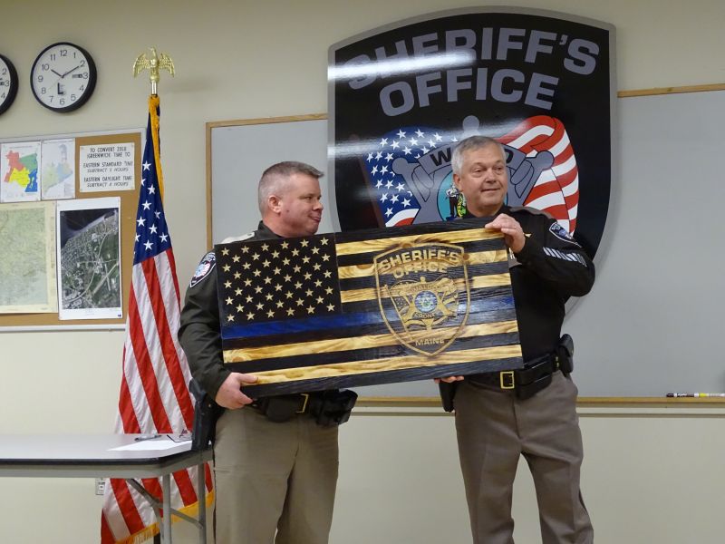 Lieutenant Matthew Curtis accepted the gift on behalf of the office. (photo by Erica Thoms)