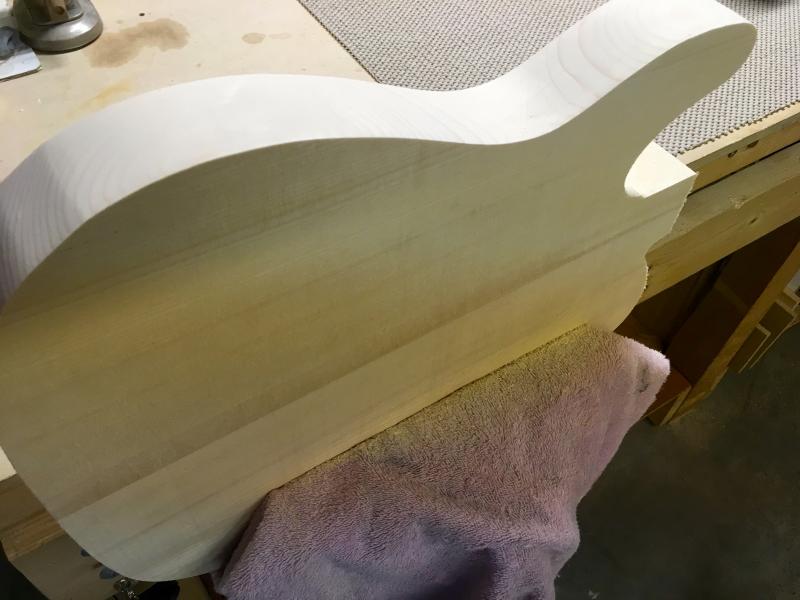 The body of a Northwoods guitar prior to sanding. (Courtesy Thad Chilton)