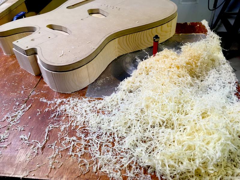 The body shaping of a Northwoods guitar. (Courtesy Thad Chilton)