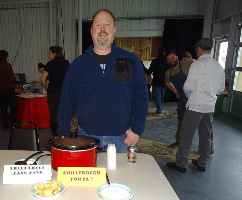 Paul Abbott said he uses three types of meat and three types of peppers in his chili. (photo by Erica Thoms)