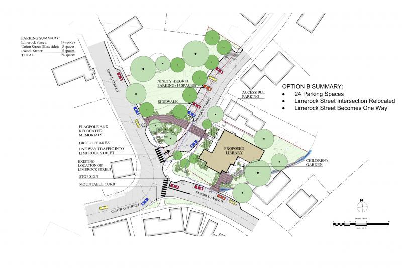 In 2016, architect Dick Reed drew this plan for a new library that also proposed the rebuild of the intersection at Limerock, Union and Central streets, with Russell Ave.