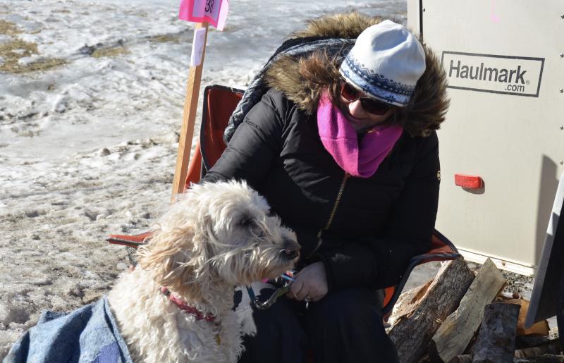 Grace Josselyn, of Hope, finds a wam spot in the sun. (Photo by Lynda Clancy)