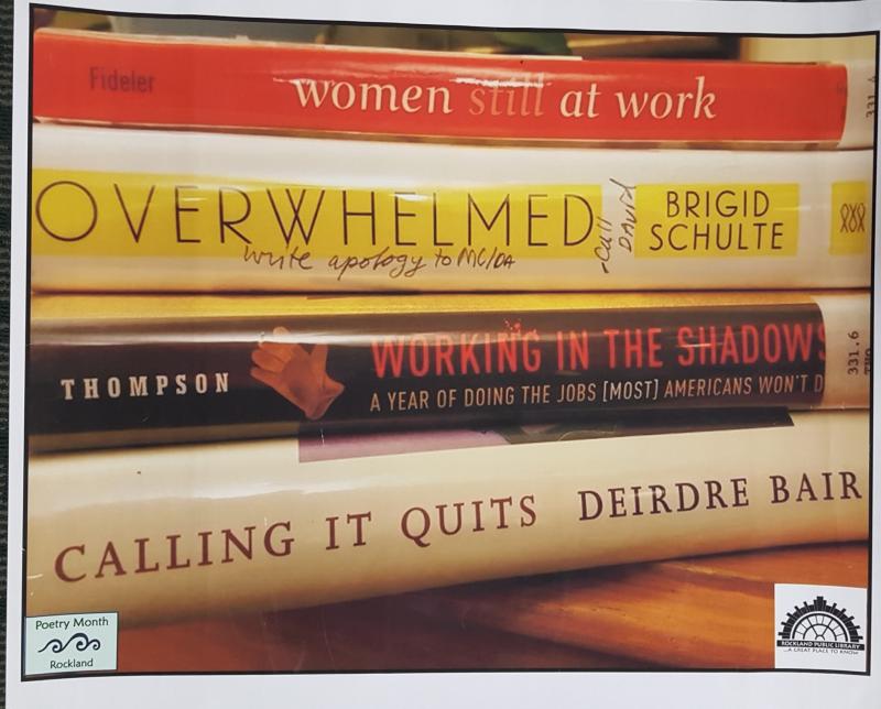 Example of book spine poetry. (Photo courtesy Rockland Public Library)