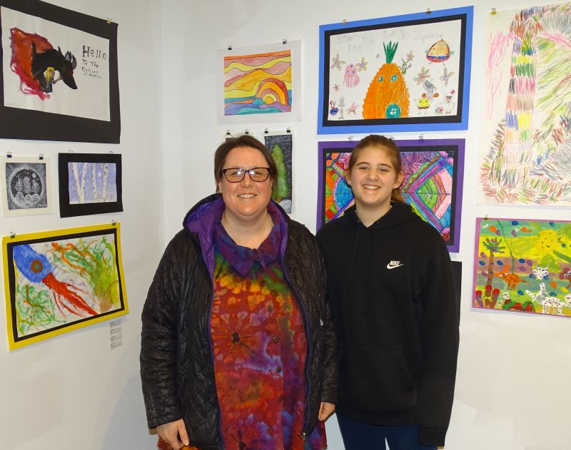 Amelia Seekins stands with her teacher, Miss Harris, of Searsport Elementary School (photo by Erica Thoms)