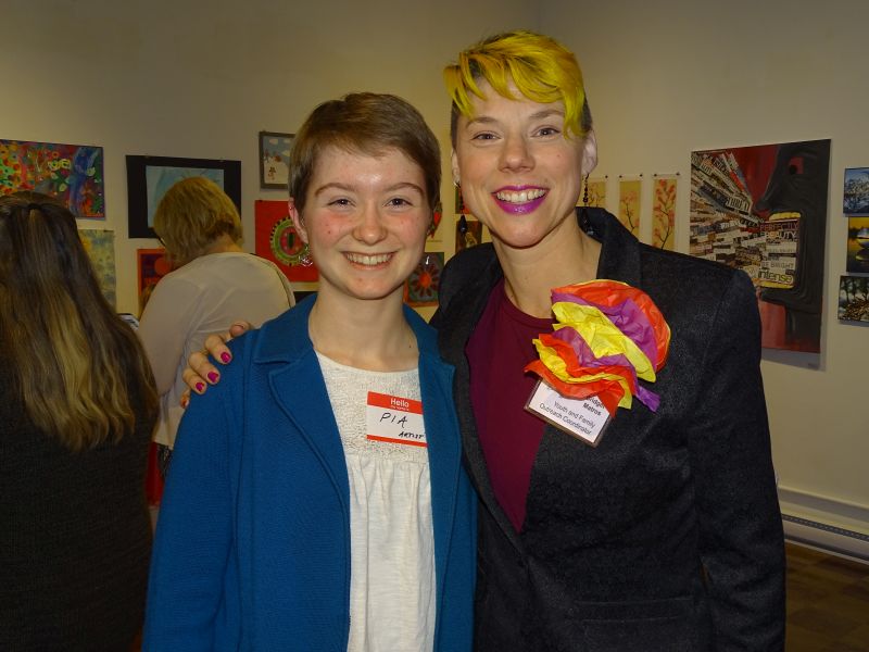Pia Gibson (left) and Bridget Matros pose at the event’s opening night.
