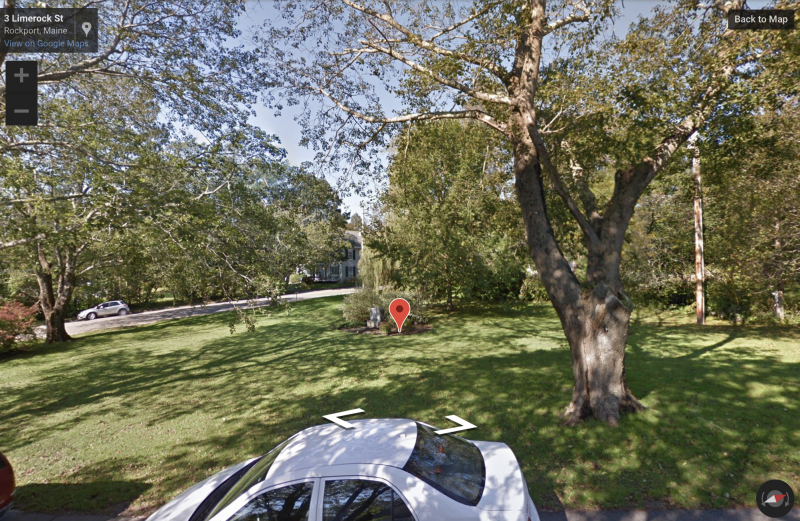 The property card on the Rockport Town Office digital system identifies Memorial Park via Google photo.