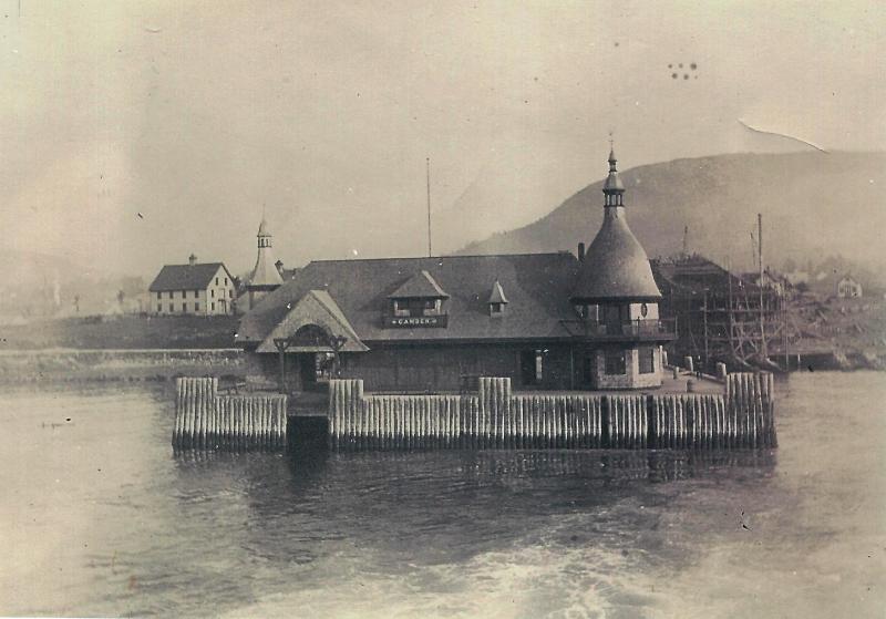 The first steamboat wharf in Camden, which burned in 1924. (Photo courtesy Barbara F. Dyer)