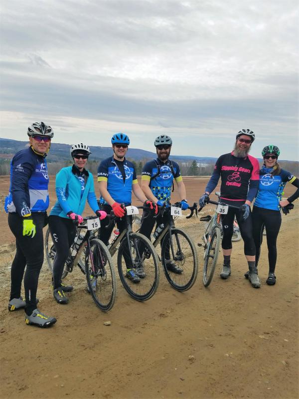 Slipping Gears Cycling, a club from the Bangor area, stand on Appleton Ridge. (Photo courtesy Stacey Keefer)