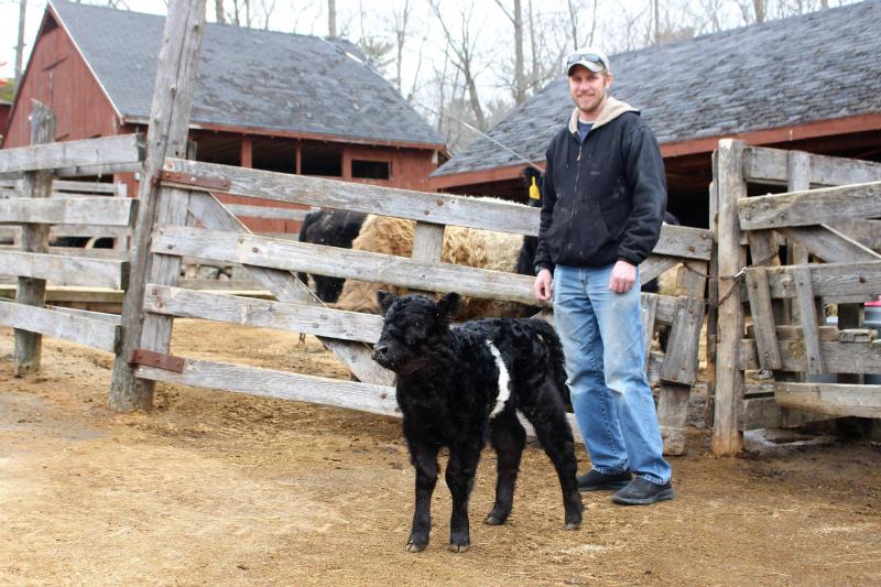Andy Severson is the good Samaritan who alerted the team at Aldermere Farm to the presence of the newborn calf in the pasture. He met the little heifer on Friday, April 12. (Photo courtesy of Aldermere Farm)