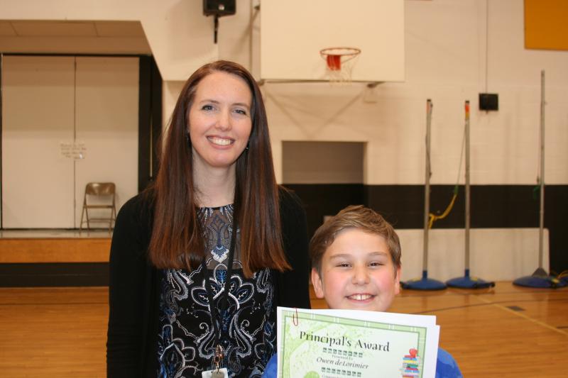 Principal Ainslee Riley and Owen deLorimier. (Photo courtesy Thomaston Grammar School)