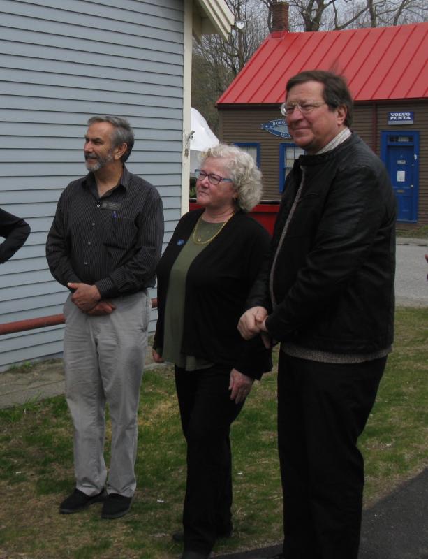 Present at the ribbon cutting were legislators Dave Miramant, Ann Matlack and Jeff Evangelos. (Photo courtesy Threshers)