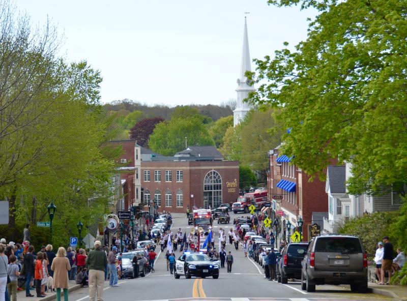 The 2019 Camden Memorial Day Parade started by marching down Elm Street in Camden through the downtown and up to the Mountain View Cemetery. (Photo by Lynda Clancy)