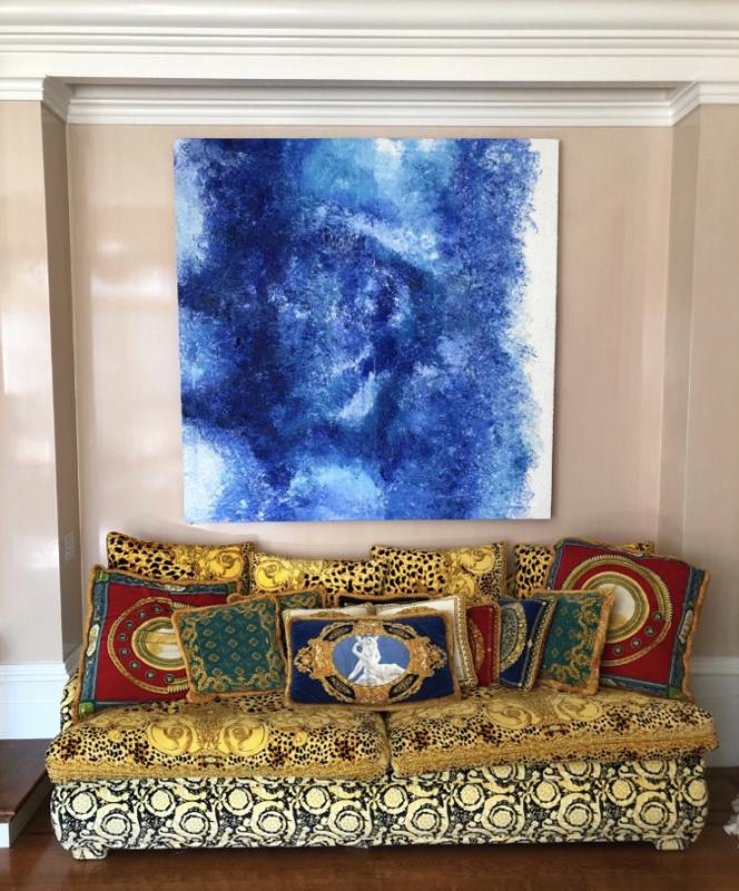 Boutin’s painting installed at the patrons residence in Massachusetts. (Photo courtesy Arts @Work)