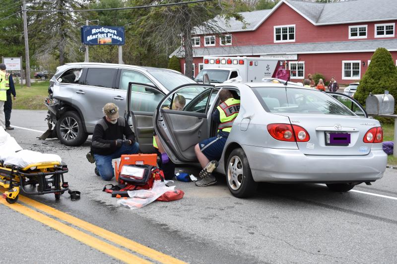 A crash on Route 1 in Rockport near Pandion Lane sent four people to the hospital. (Photo courtesy Royan Bartley)