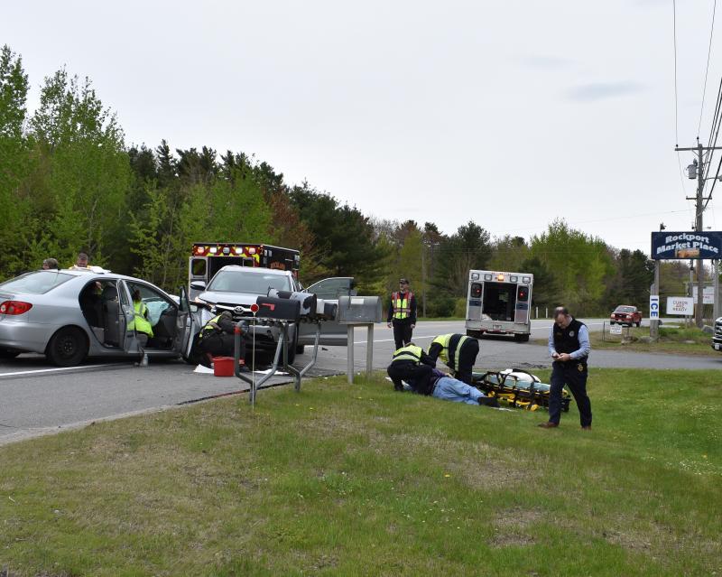 A crash on Route 1 in Rockport near Pandion Lane sent four people to the hospital. (Photo courtesy Royan Bartley)