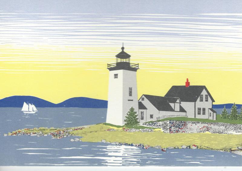 A painting of Grindle Point Lighthouse on Islesboro, by Anne Kilham, of Rockport. (Photo courtesy Barbara F. Dyer)
