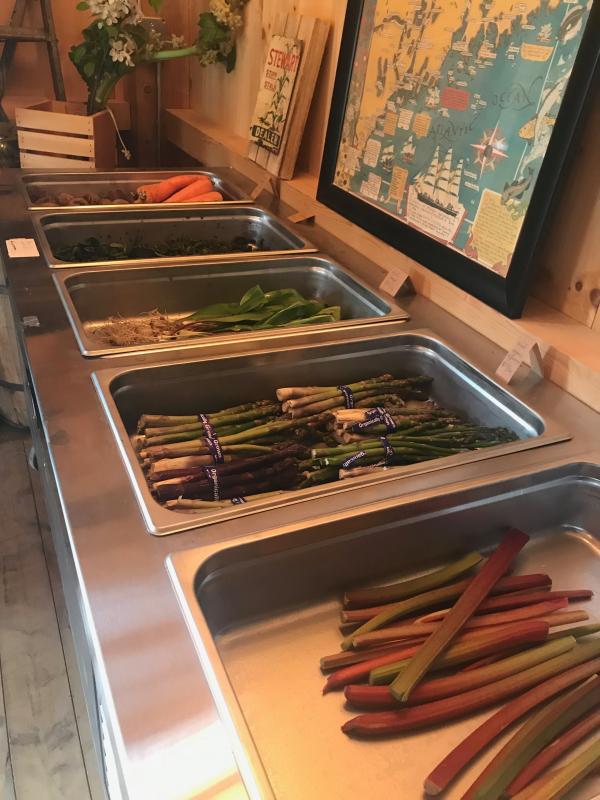 Organic, local and foraged produce graces various displays at the store. (Photo by Jenna Lookner)