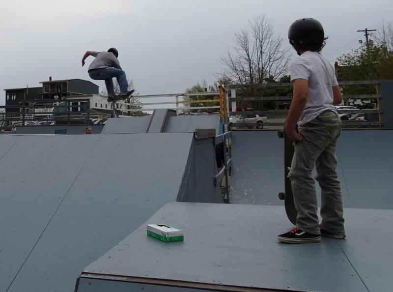 Seekins and Cotrell decided to test the park mid work party. (photo by Erica Thoms)