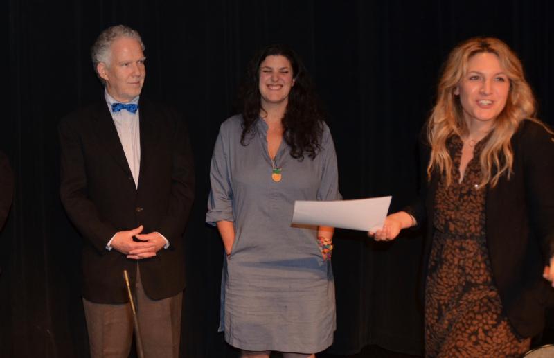 Select Board members Marc Ratner and Jenna Lookner with Town Manager Audra Caler-Bell. (Photo by Lynda Clancy)