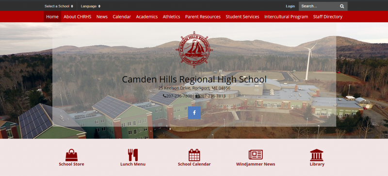 The new website look for Camden Hills Regional High School.