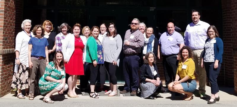 Graduates (left to right): (kneeling) Hannah Barrows, Brenda Harrington, Pheobe Jekielek (Standing): Rebecca Clapp, Cathy Roberts, Connie Gardiner, Jennifer Chipman, Veronica Nickels, Audrey Klein-Leach, Theresa Merrithew, Nicole Gogan, Abigael Harriman, Loring Giles, Mim Bird, Molly Mulhern, James Moore, Erick Anderson, Karen Smith. (Photo courtesy Midcoast Leaders Academy)