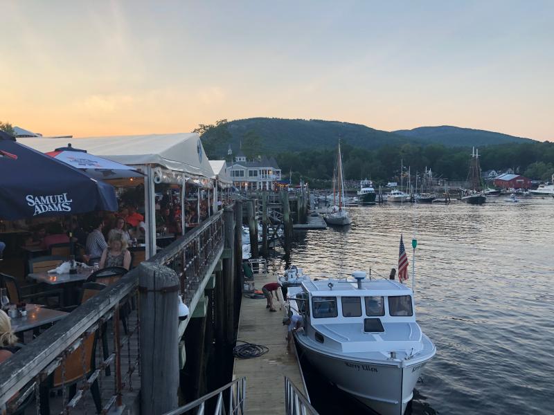 As evening falls over the west side of Camden Harbor. (Photo by Lynda Clancy)