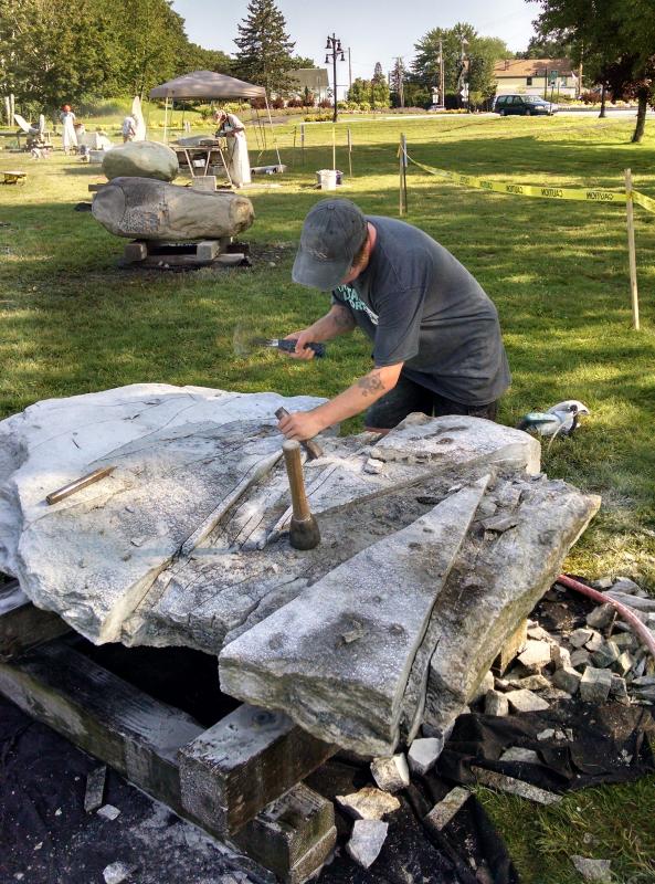Intern Jude Colloway providing assistance on Mark Herrington's project. Margaret Hoffman photo