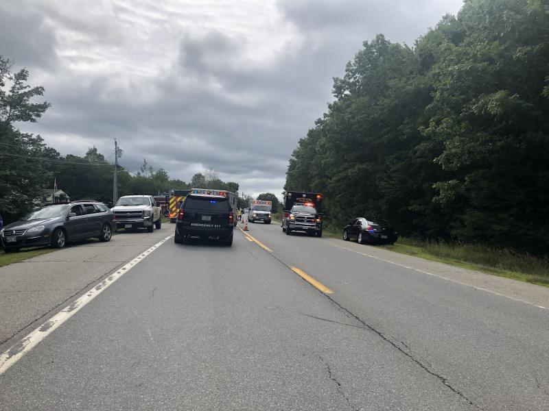 Route 90 in Rockland was closed Thursday due to a car accident between Mill Street and Tolman Road. (Photo by Lynda Clancy)