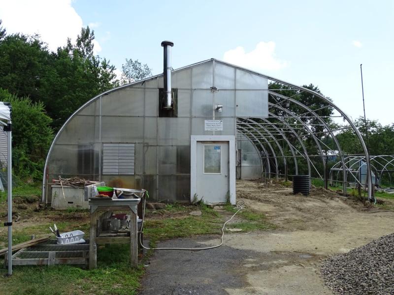 The greenhouse has been stripped of its plastic. (photo by Erica Thoms)
