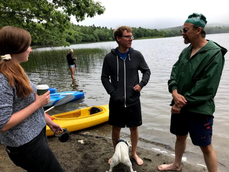 Sveya McClure, Damon McClure, and Dan Dalrymple waiting for the race to start. (Photo by Judith Jones)